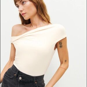 Reformation Cream Cella Off-Shoulder Top